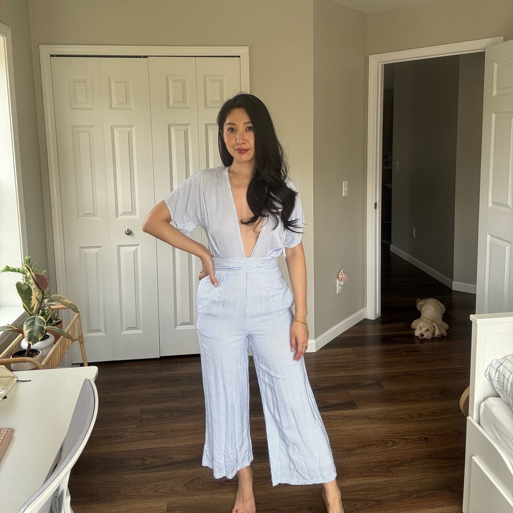 Light Blue Stripe Women's Jumpsuit